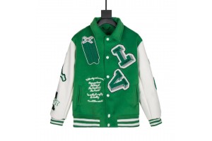 LV Varsity Leather Jacket Green (LV-JC-N05)