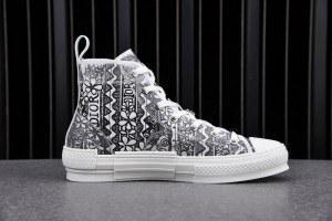 Dior B23 High Top Shawn Black White Embroidery Sneaker 3SH118ZCO_H169