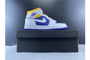Jordan 1 Mid White Laser Orange Deep Royal Blue (GS)