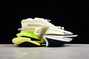 Balmain Neoprene and leather Unicorn low-top sneakers - White Neon Green