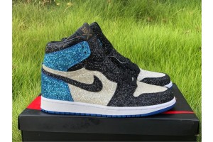 Jordan 1 High OG "Glitter" White Blue Black 