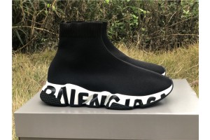 Balenciaga Graffiti Speed Sneaker Black/White 