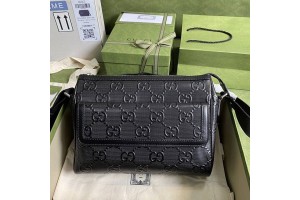 Gucci GG Embossed Messenger Bag Black 658565