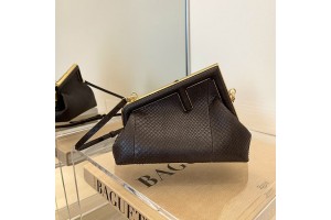 Fendi First Small Dark Brown Python Leather Bag