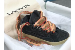 Lanvin Curb vintage sneakers with wide rainbow shoes lace Black 