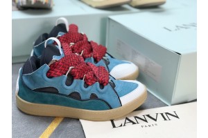 Lanvin Curb vintage sneakers with wide rainbow shoes lace Blue