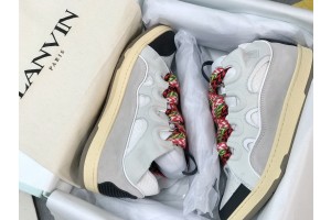 Lanvin Curb vintage sneakers with wide rainbow shoes lace Gray
