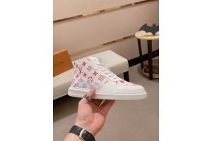 Louis Vuitton LV White And Red High Top Sneakers