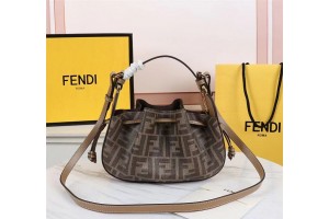 Kitlife Fendi Bucket Bag Brown Farrbic Leather