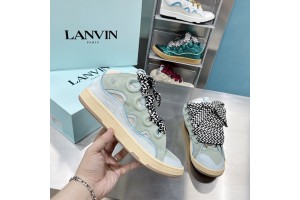 Lanvin Curb vintage sneakers with wide rainbow shoes lace Top Version 