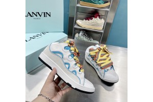 Lanvin Curb vintage sneakers with wide rainbow shoes lace Top Version 