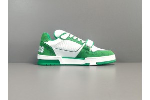 LV Trainer Sneaker Green Monogram Denim