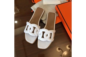 Hermes slippers white/black