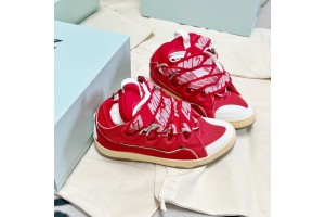 Lanvin Curb vintage sneakers with wide rainbow shoes lace RED 