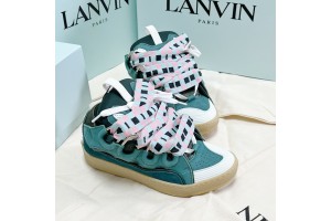 Lanvin Curb vintage sneakers with wide rainbow shoes lace GREEN