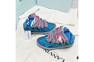 Lanvin Curb vintage sneakers with wide rainbow shoes lace COLORS 