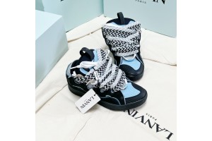 Lanvin Curb vintage sneakers with wide rainbow shoes lace Black Blue