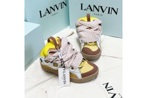 Lanvin Curb vintage sneakers with wide rainbow shoes lace Top Version 