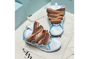Lanvin Curb vintage sneakers with wide rainbow shoes lace Top Version 
