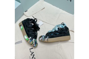 Lanvin Curb vintage sneakers with wide rainbow shoes lace Top Version 