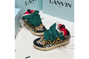 Lanvin Curb vintage sneakers with wide rainbow shoes lace Top Version 