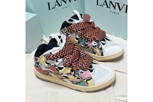 Lanvin Curb vintage sneakers with wide rainbow shoes lace Top Version 