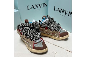 Lanvin Curb vintage sneakers with wide rainbow shoes lace Top Version 