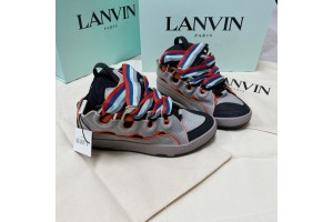 Lanvin Curb vintage sneakers with wide rainbow shoes lace Top Version 