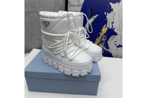Prada  White  Logo Plaque Snow Boots