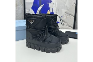 Prada  Black Logo Plaque Snow Boots