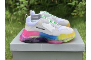 Balenciaga Triple S Clear Sole Trainer White Rainbow 