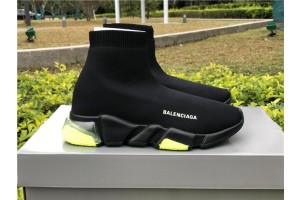 Balenciaga Speed  Clear Sole Sneaker  Black / Yellow- Fluo 