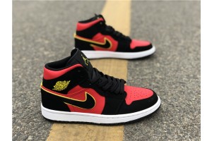 Air Jordan 1 Mid Black Hot Punch (W)