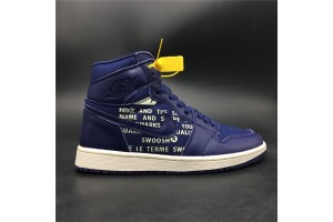 OFF-WHITE X Air Jordan 1 High OG 'Nike Swoosh' Obsidanwhite (Purple color)