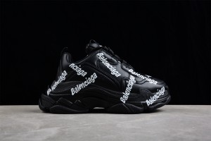 Balenciaga Allover Logo Triple S Black - White