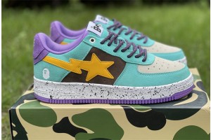 A Bathing Ape Bape Sta Teal Brown Yellow Suede