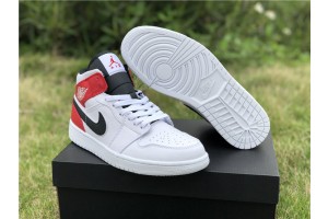Jordan 1 Mid White Black Gym Red