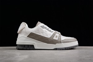 LV Trainer Sneaker White Grey Logo LV