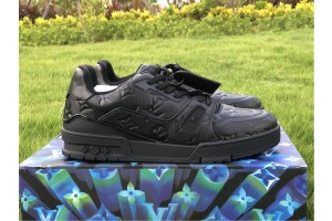 Louis Vuitton Trainer Sneaker Black Embossing MS0119