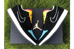 Air Jordan 1 Low Black Aurora Green Laser Orange