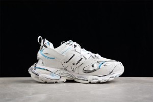 Balenciaga Track Sketch Sneakers in white, black, and blue double foam and mesh