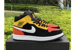 Jordan 1 Mid Black Amarillo Orange