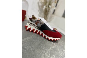Loubishark leather sneakers-RED 