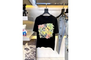 Louis Vuitton Short Sleeve T-shirts Multi Colors Logo Black/White