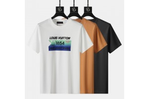 LV Short Sleeve T-shirt Black/White/Brown