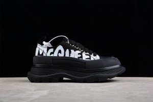 Alexander McQueen Tread Slick Graffiti Sneakers All Black