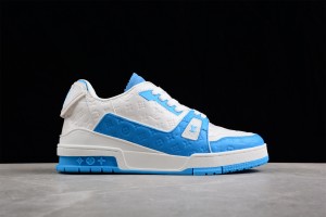 LV Trainer Sneaker White Blue Logo LV
