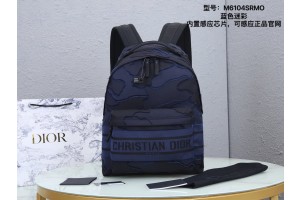 Christian Dior Travel Backpack - Blue Camouflage Embroidered Canvas