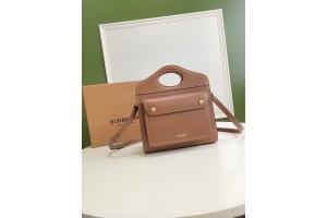 Burberry Mini Two-tone Pocket Brown Leather Bag