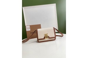 Burberry logo two-color canvas and leather lock bag